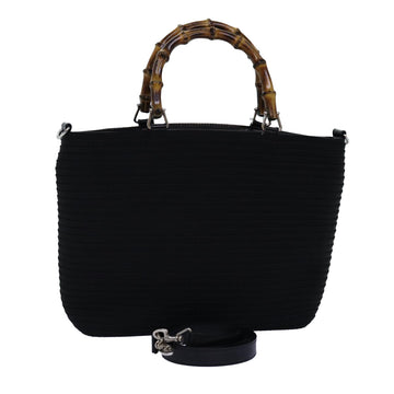 GUCCI Bamboo Hand Bag Canvas 2way Black 000 1998 0540 Auth ep4188