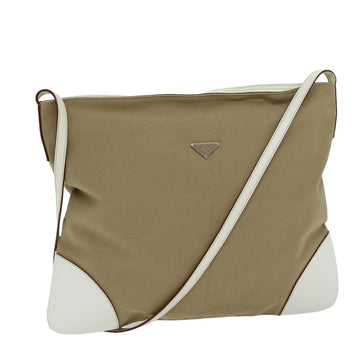 PRADA Shoulder Bag Canvas Beige Auth ep4213