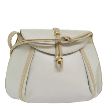 GUCCI Shoulder Bag Leather Beige Auth ep4257