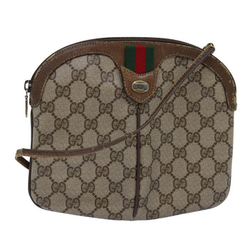 GUCCI GG Supreme Web Sherry Line Shoulder Bag PVC Leather Beige Auth ep4265