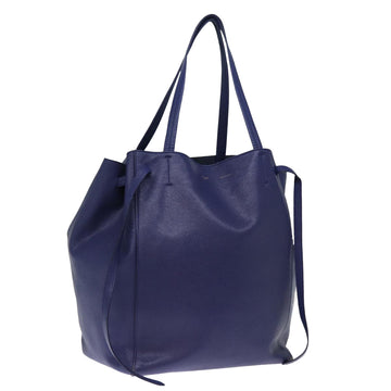 CELINE Tote Bag Leather Blue Auth ep4279