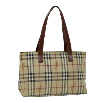 BURBERRY Nova Check Tote Bag PVC Leather Beige Auth ep4423