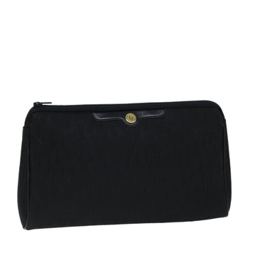 CHRISTIAN DIOR Trotter Canvas Clutch Bag Black Auth ep4442