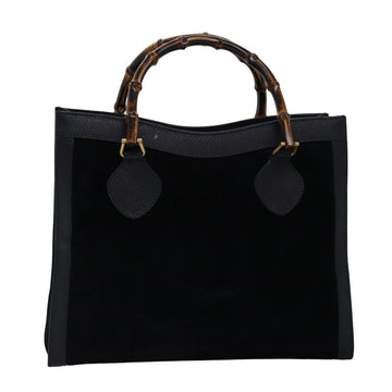 GUCCI Bamboo Tote Bag Suede Leather Black Auth ep4462