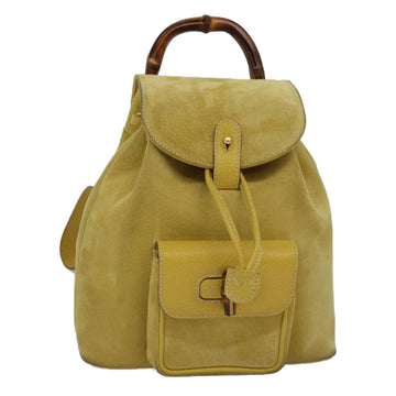 GUCCI Bamboo Hand Bag Suede Yellow 003 1705 0030 Auth ep4483