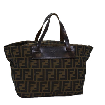 FENDI Zucca Canvas Hand Bag Black Brown Auth ep4489