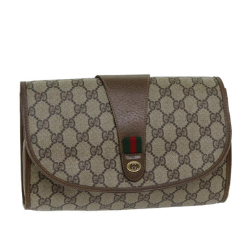 GUCCI GG Supreme Web Sherry Line Clutch Bag PVC Beige Red 89 01 030 Auth ep4492