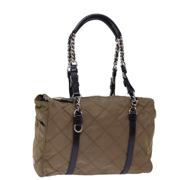 PRADA Chain Shoulder Bag Nylon Brown Auth ep4518