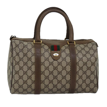 GUCCI GG Supreme Web Sherry Line Boston Bag PVC Beige Red 58 02 007 Auth ep4540