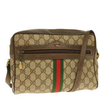 GUCCI GG Supreme Webshire Line Shoulder Bag Canvas Beige Brown 72 02 005 Auth