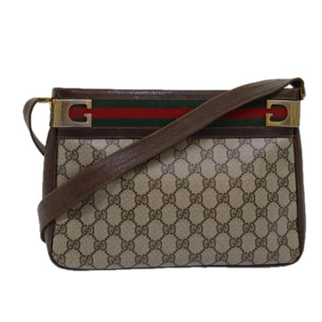 GUCCI GG Supreme Web Sherry Line Shoulder Bag PVC Beige Red Green Auth ep4578