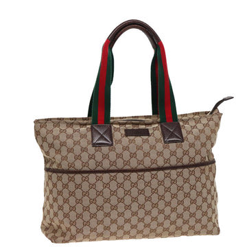 GUCCI GG Canvas Web Sherry Line Tote Bag Beige Green Red 155524 Auth ep4699