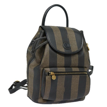 FENDI Pecan Canvas Backpack Brown Black Auth ep4748