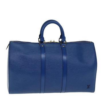 LOUIS VUITTON Epi Keepall 45 Boston Bag Blue M42975 LV Auth ep4758