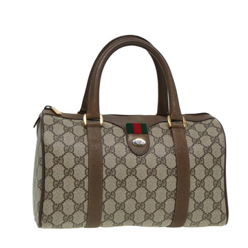 GUCCI GG Supreme Web Sherry Line Boston Bag PVC Beige 116 02 006 Auth ep4871