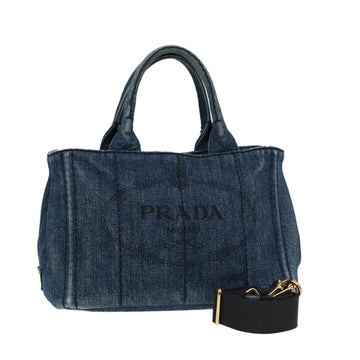 PRADA Canapa PM Hand Bag Denim 2way Blue Auth ep4895