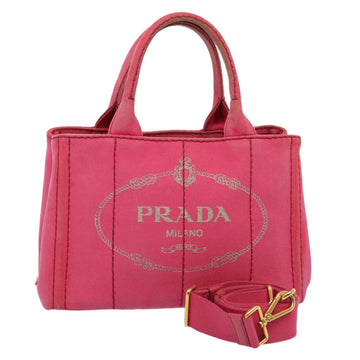 PRADA Canapa PM Hand Bag Canvas 2way Pink Auth ep4923