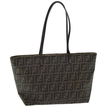 FENDI Zucca Canvas Tote Bag Brown Black Auth ep4925