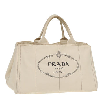 PRADA Canapa GM Hand Bag Canvas White Auth ep4930