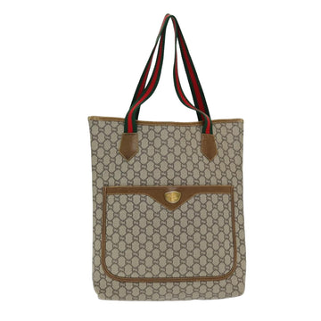 GUCCI GG Plus Supreme Web Sherry Line Tote Bag PVC Beige Red Green Auth ep4936