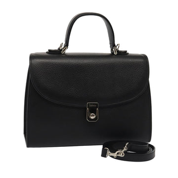 BURBERRYSs Hand Bag Leather 2way Black Auth ep4940