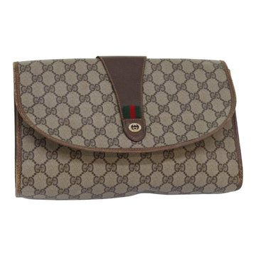 GUCCI GG Supreme Web Sherry Line Clutch Bag PVC Beige 89 01 031 Auth ep4990