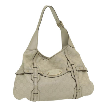 GUCCI ssima GG Shoulder Bag Leather Beige Auth ep5109