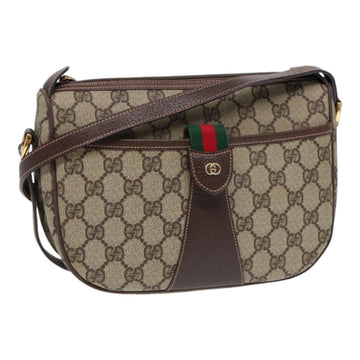 GUCCI GG Canvas Web Sherry Line Shoulder Bag PVC Beige Green Red Auth ep5156