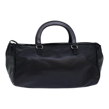 PRADA Hand Bag Leather Black Silver Auth ep5185