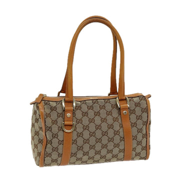 GUCCI GG Canvas Hand Bag Beige Orange Auth ep5192