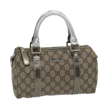 GUCCI GG Canvas Hand Bag Coated Canvas Beige Silver Auth ep5193