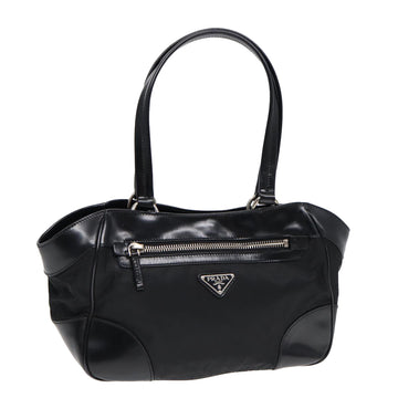 PRADA Hand Bag Nylon Black Silver Auth ep5212