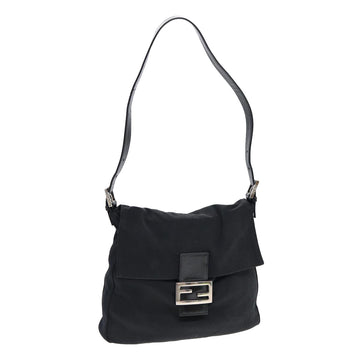 FENDI Mamma Baguette Shoulder Bag Nylon Black Silver Auth ep5222