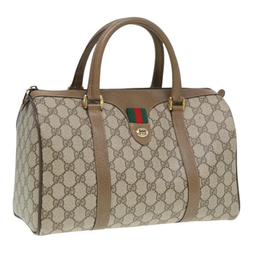 GUCCI GG Supreme Web Sherry Line Boston Bag PVC Beige Gold 40 02 007 Auth ep5225