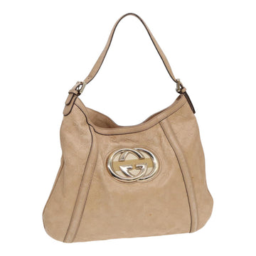 GUCCI GG Canvas ssima Interlocking Shoulder Bag Beige 162740 Auth ep5234