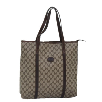 GUCCI GG Supreme Tote Bag PVC Leather Beige Auth ep5258