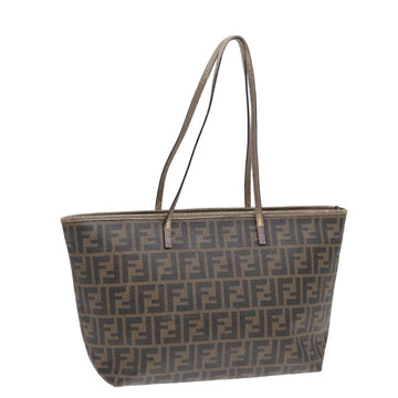 FENDI Zucca Canvas Tote Bag Brown Black gold Auth ep5268