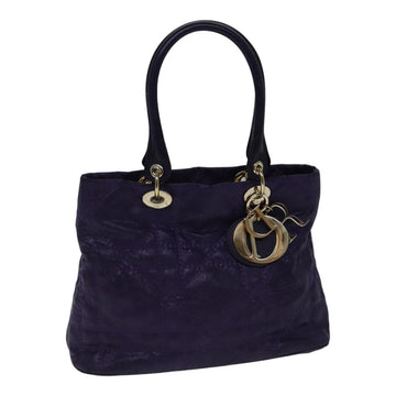 CHRISTIAN DIOR Canage Hand Bag Coated Canvas Purple Gold Auth ep5366