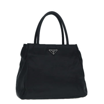 PRADA Tote Bag Nylon Silver Black Auth ep5400