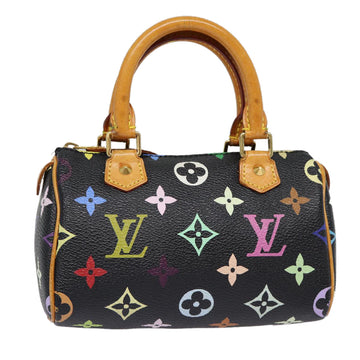 LOUIS VUITTON Monogram Multicolor Mini Speedy Hand Bag Black M92644 Auth ep5552