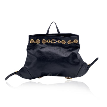 GUCCI Black Leather Zumi Backpack Shoulder Bag Handbag