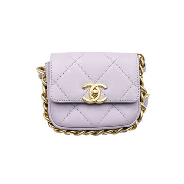 CHANEL Mini Framing Chain Flap Bag in Purple Leather