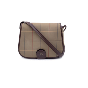 BURBERRY Vintage Beige Check Canvas Flap Shoulder Bag