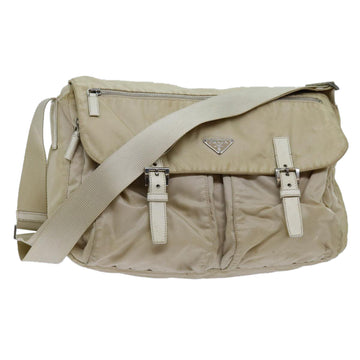 PRADA Shoulder Bag Nylon Beige Auth fm3366