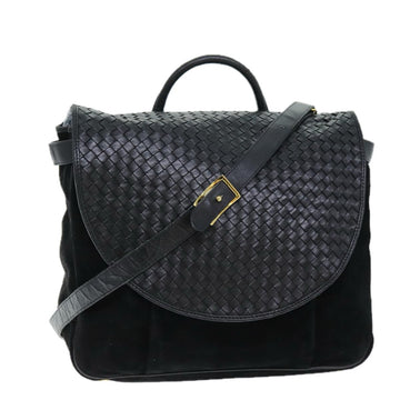 BOTTEGA VENETA INTRECCIATO Hand Bag Leather 2way Black Auth fm3377