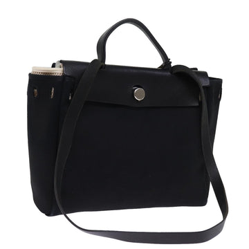 HERMES Her bag PM Tote Bag Canvas Black Auth fm3378