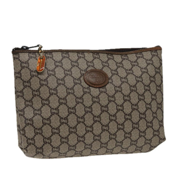 GUCCI GG Plus Supreme Clutch Bag PVC Beige Auth fm3504