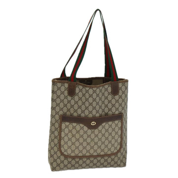 GUCCI GG Supreme Web Sherry Line Tote Bag PVC Beige Red 123 02003 Auth fm3508