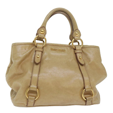 MIU MIU Hand Bag Leather Beige Auth fm3528