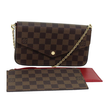 LOUIS VUITTON Damier Ebene Pochette Felice Shoulder Wallet N63032 Auth fm3540S